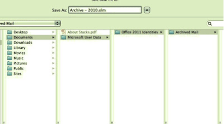archiving emails in outlook 2011 for mac